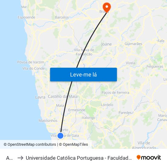 Agro to Universidade Católica Portuguesa - Faculdade de Teologia map