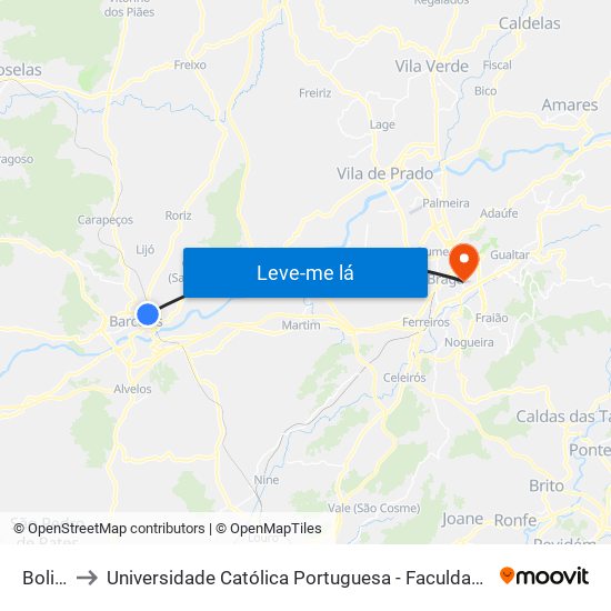 Bolivar to Universidade Católica Portuguesa - Faculdade de Teologia map