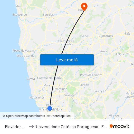 Elevador Guindais to Universidade Católica Portuguesa - Faculdade de Teologia map