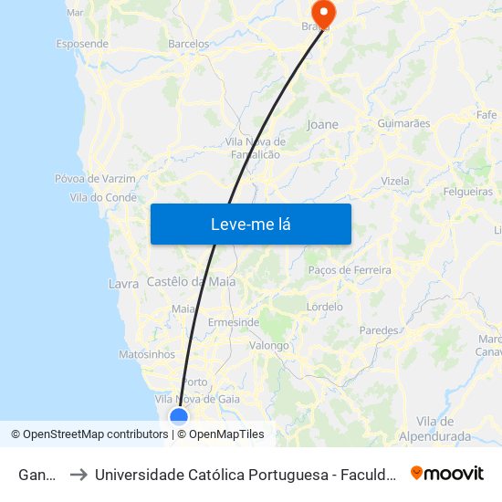 Gandara to Universidade Católica Portuguesa - Faculdade de Teologia map