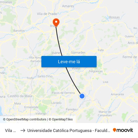 Vila Nova to Universidade Católica Portuguesa - Faculdade de Teologia map