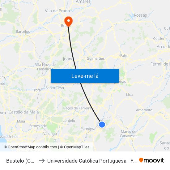 Bustelo (Cemitério) to Universidade Católica Portuguesa - Faculdade de Teologia map