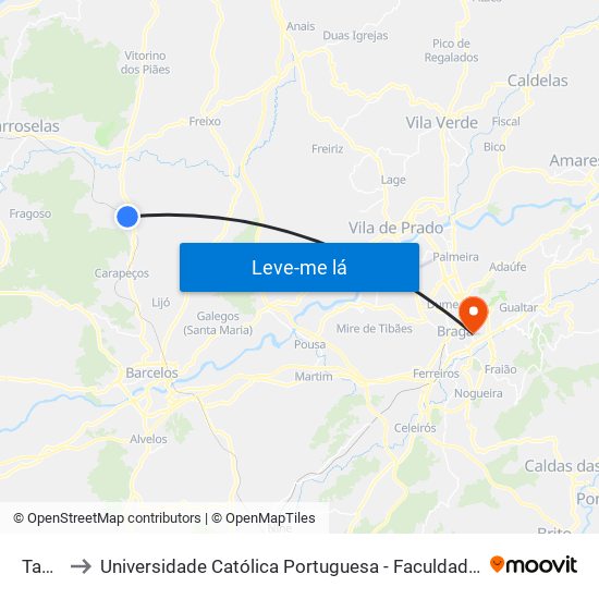 Tamel to Universidade Católica Portuguesa - Faculdade de Teologia map