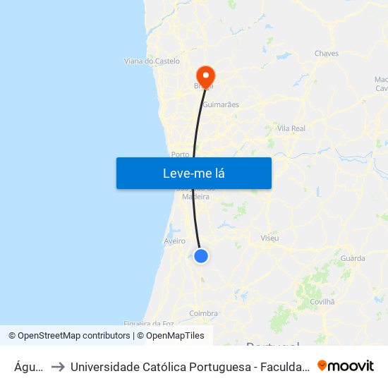 Águeda to Universidade Católica Portuguesa - Faculdade de Teologia map