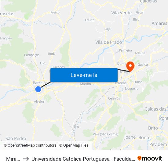 Mira Rio to Universidade Católica Portuguesa - Faculdade de Teologia map