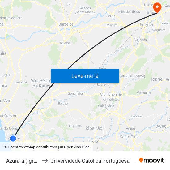 Azurara (Igreja Matriz) to Universidade Católica Portuguesa - Faculdade de Teologia map