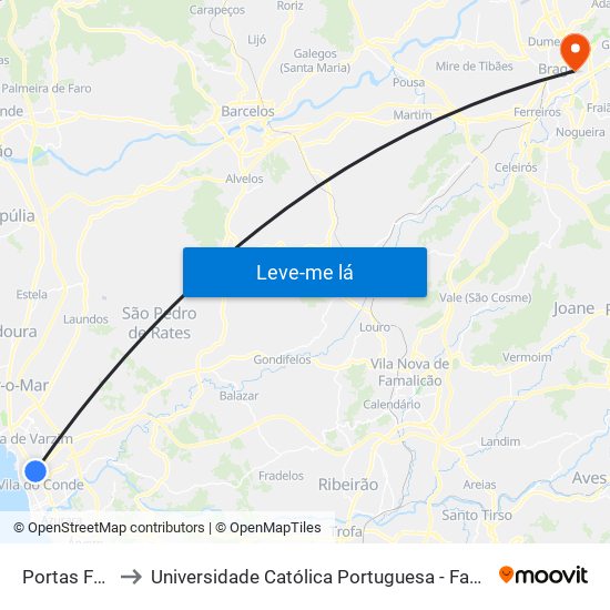 Portas Fronhas to Universidade Católica Portuguesa - Faculdade de Teologia map