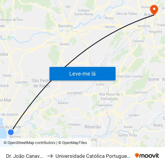 Dr. João Canavarro / Correios to Universidade Católica Portuguesa - Faculdade de Teologia map