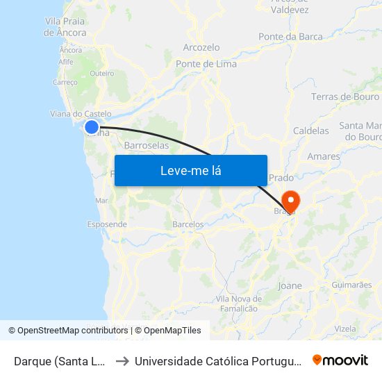 Darque (Santa Luzia) | Cais Novo to Universidade Católica Portuguesa - Faculdade de Teologia map