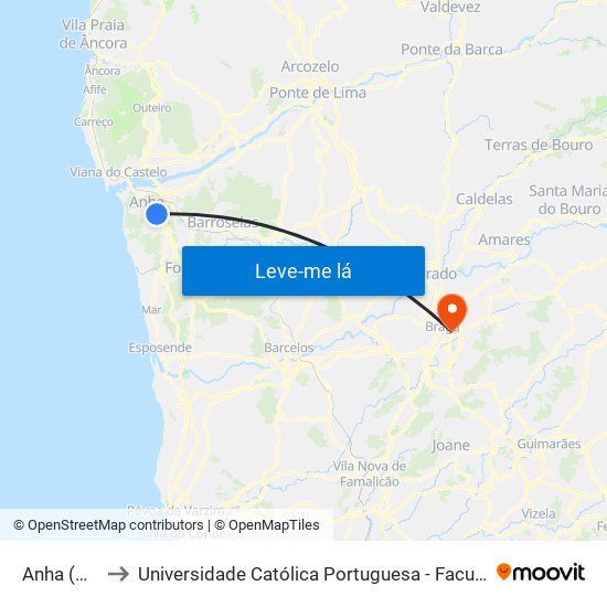 Anha (Noval) to Universidade Católica Portuguesa - Faculdade de Teologia map