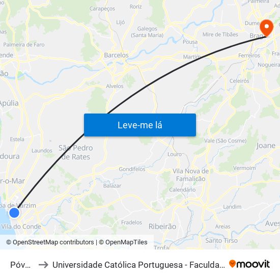 Póvoa 7 to Universidade Católica Portuguesa - Faculdade de Teologia map