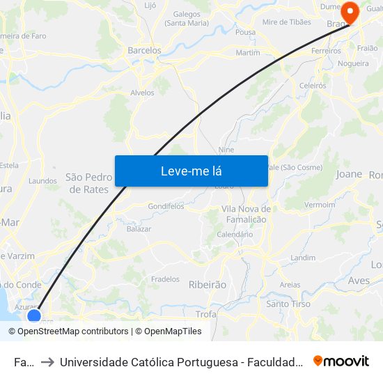 Farol to Universidade Católica Portuguesa - Faculdade de Teologia map