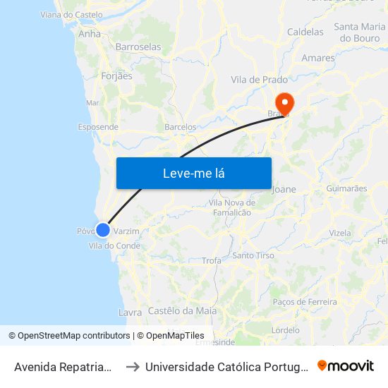 Avenida Repatriamento dos Poveiros to Universidade Católica Portuguesa - Faculdade de Teologia map