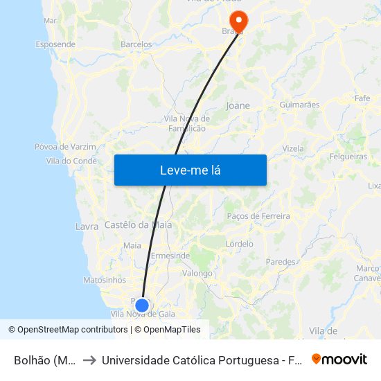 Bolhão (Mercado) to Universidade Católica Portuguesa - Faculdade de Teologia map