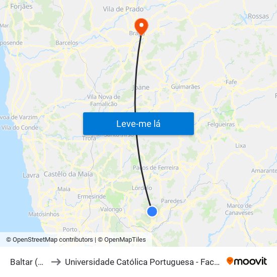 Baltar (Junta) to Universidade Católica Portuguesa - Faculdade de Teologia map