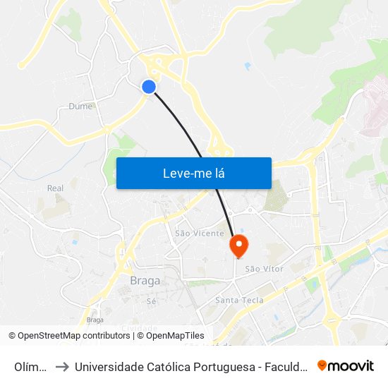 Olímpica to Universidade Católica Portuguesa - Faculdade de Teologia map