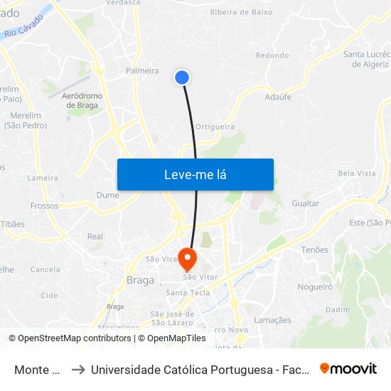 Monte Soeiro to Universidade Católica Portuguesa - Faculdade de Teologia map