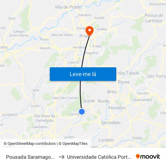 Pousada Saramagos (J. D. Oliveira) | Riopele to Universidade Católica Portuguesa - Faculdade de Teologia map