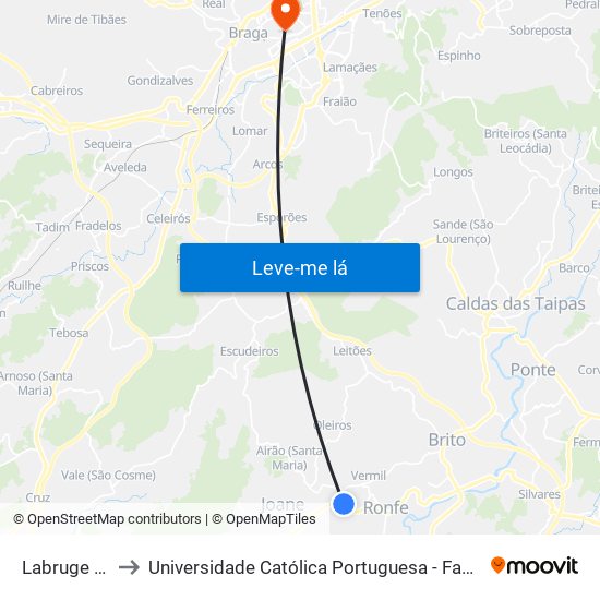 Labruge (Cruz.) to Universidade Católica Portuguesa - Faculdade de Teologia map