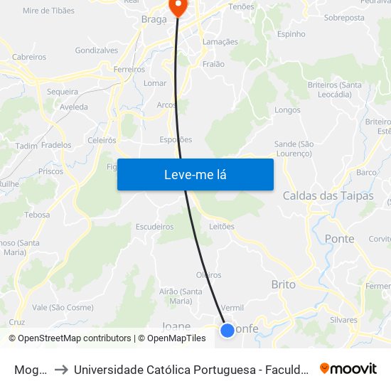 Mogada to Universidade Católica Portuguesa - Faculdade de Teologia map