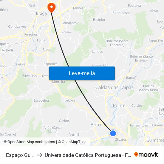 Espaço Guimarães to Universidade Católica Portuguesa - Faculdade de Teologia map