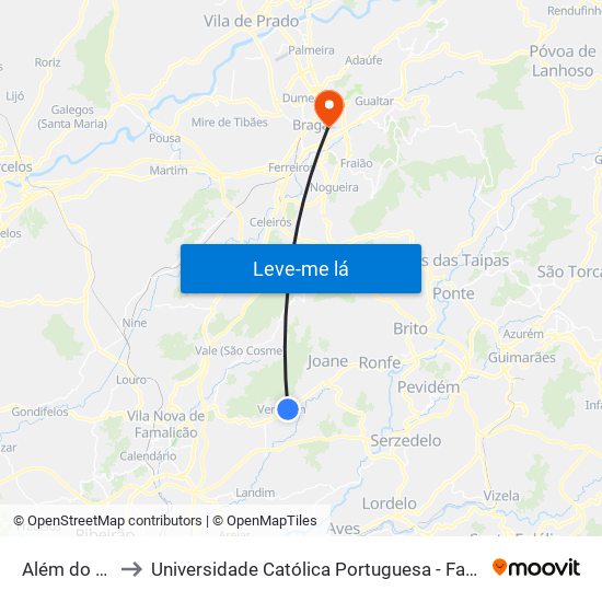 Além do Ribeiro to Universidade Católica Portuguesa - Faculdade de Teologia map