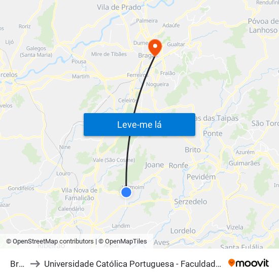 Breia to Universidade Católica Portuguesa - Faculdade de Teologia map