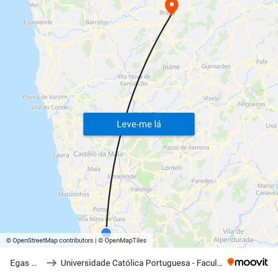 Egas Moniz to Universidade Católica Portuguesa - Faculdade de Teologia map