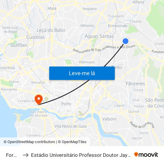 Formiga to Estádio Universitário Professor Doutor Jayme Rios Souza map
