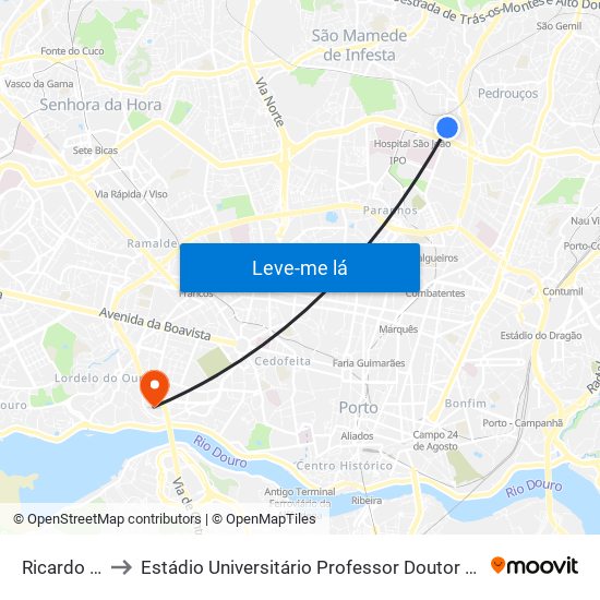Ricardo Alves to Estádio Universitário Professor Doutor Jayme Rios Souza map