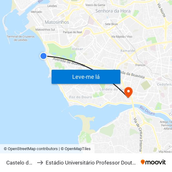 Castelo do Queijo to Estádio Universitário Professor Doutor Jayme Rios Souza map