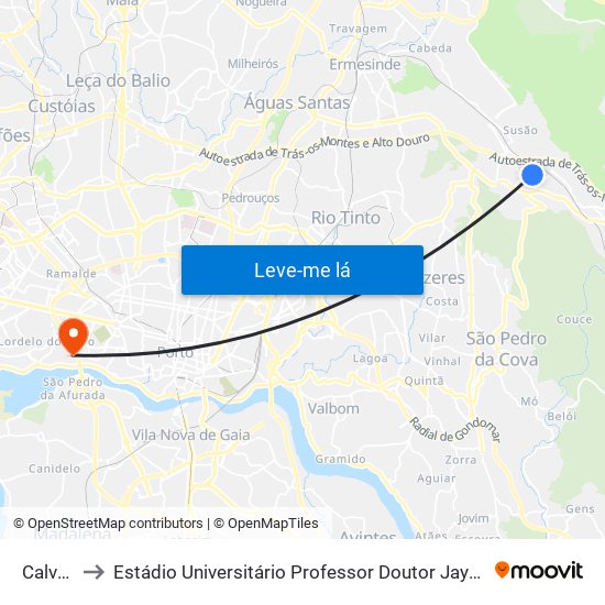 Calvário to Estádio Universitário Professor Doutor Jayme Rios Souza map