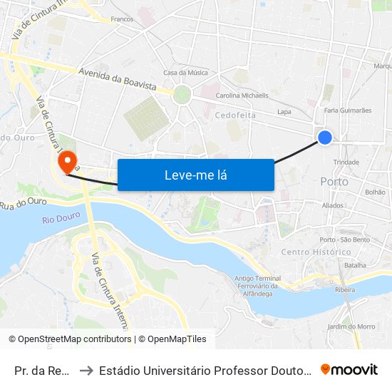 Pr. da República to Estádio Universitário Professor Doutor Jayme Rios Souza map