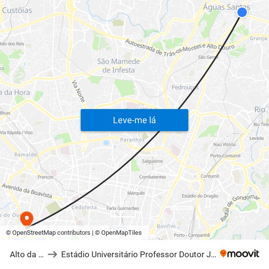 Alto da Maia to Estádio Universitário Professor Doutor Jayme Rios Souza map
