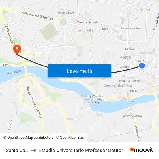 Santa Catarina to Estádio Universitário Professor Doutor Jayme Rios Souza map