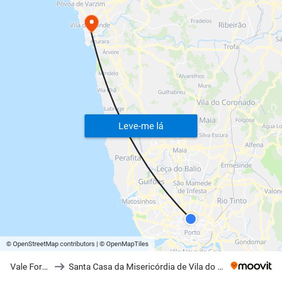 Vale Formoso to Santa Casa da Misericórdia de Vila do Conde-Edifício 2 map