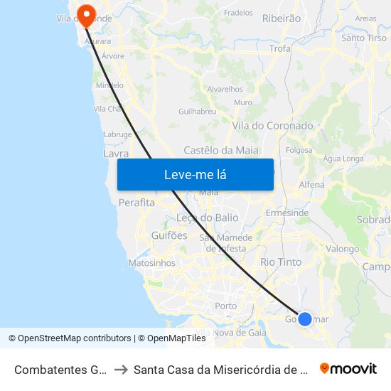 Combatentes Grande Guerra to Santa Casa da Misericórdia de Vila do Conde-Edifício 2 map