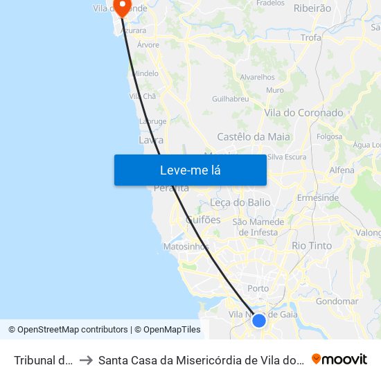 Tribunal de Gaia to Santa Casa da Misericórdia de Vila do Conde-Edifício 2 map
