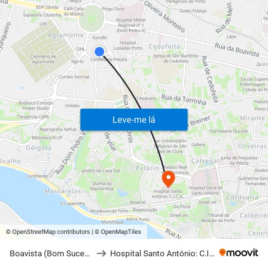 Boavista (Bom Sucesso) to Hospital Santo António: C.I.C.A. map