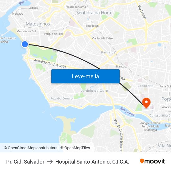 Pr. Cid. Salvador to Hospital Santo António: C.I.C.A. map