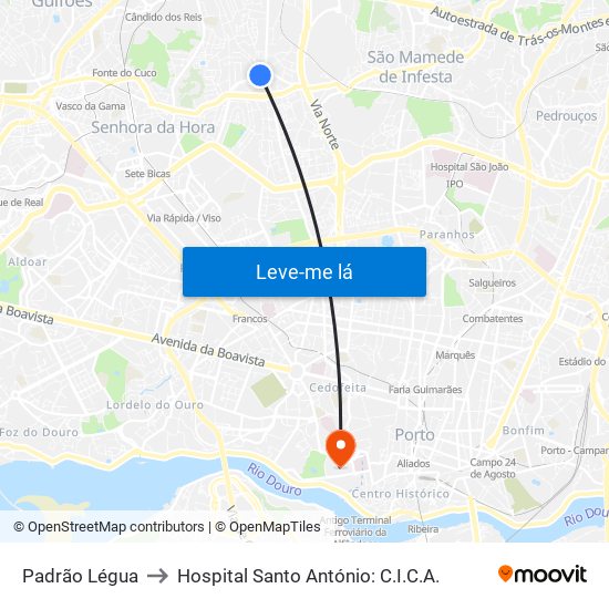 Padrão Légua to Hospital Santo António: C.I.C.A. map