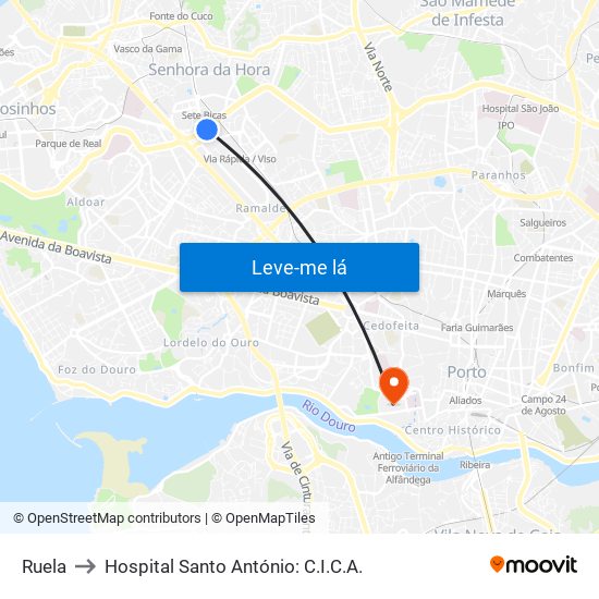 Ruela to Hospital Santo António: C.I.C.A. map