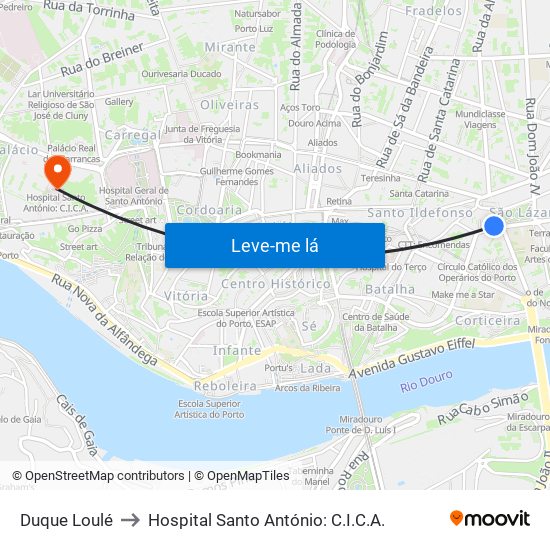 Duque Loulé to Hospital Santo António: C.I.C.A. map