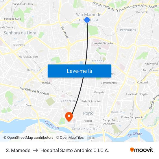 S. Mamede to Hospital Santo António: C.I.C.A. map