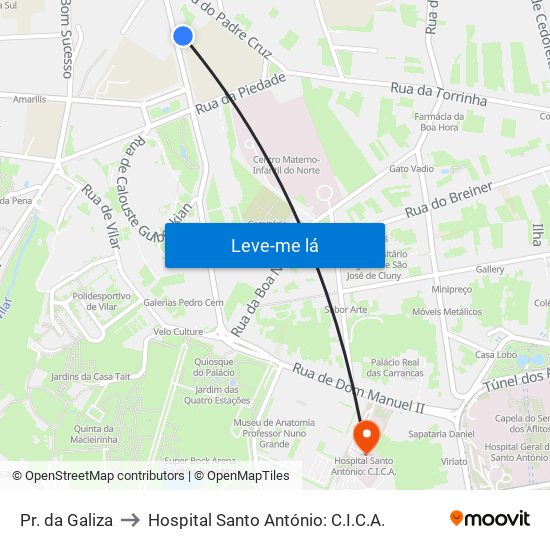 Pr. da Galiza to Hospital Santo António: C.I.C.A. map