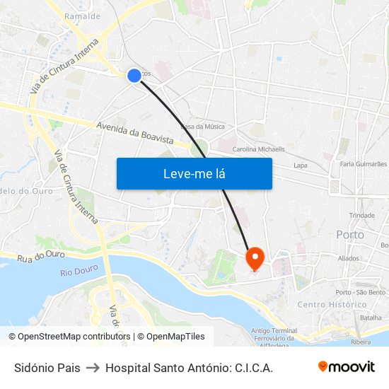 Sidónio Pais to Hospital Santo António: C.I.C.A. map