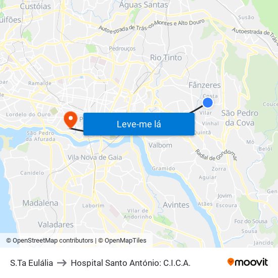 S.Ta Eulália to Hospital Santo António: C.I.C.A. map