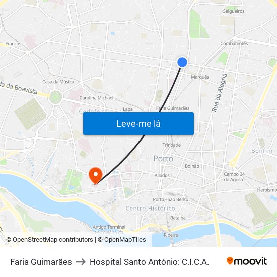 Faria Guimarães to Hospital Santo António: C.I.C.A. map