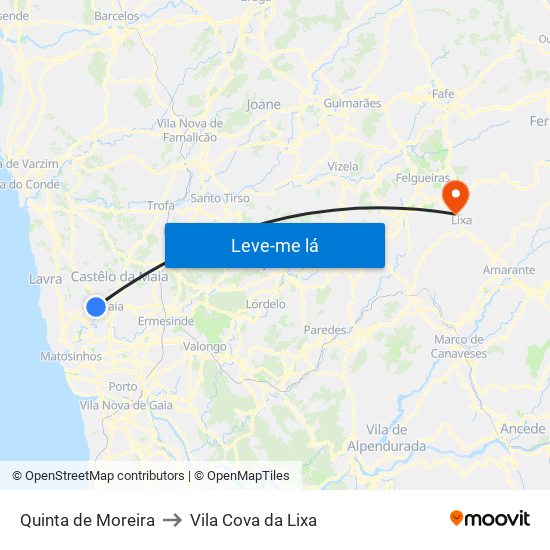 Quinta de Moreira to Vila Cova da Lixa map