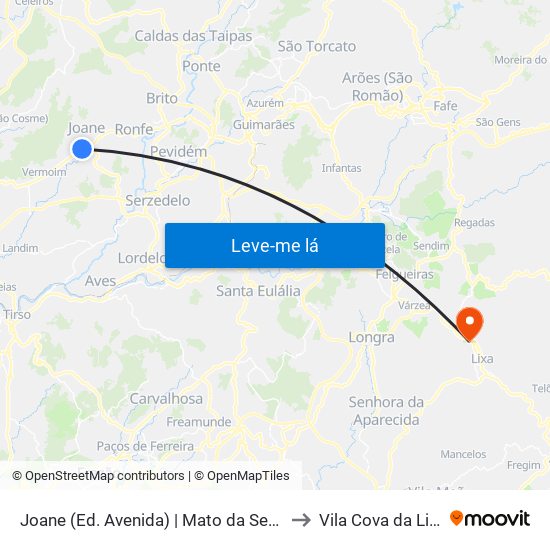 Joane (Ed. Avenida) | Mato da Senra to Vila Cova da Lixa map